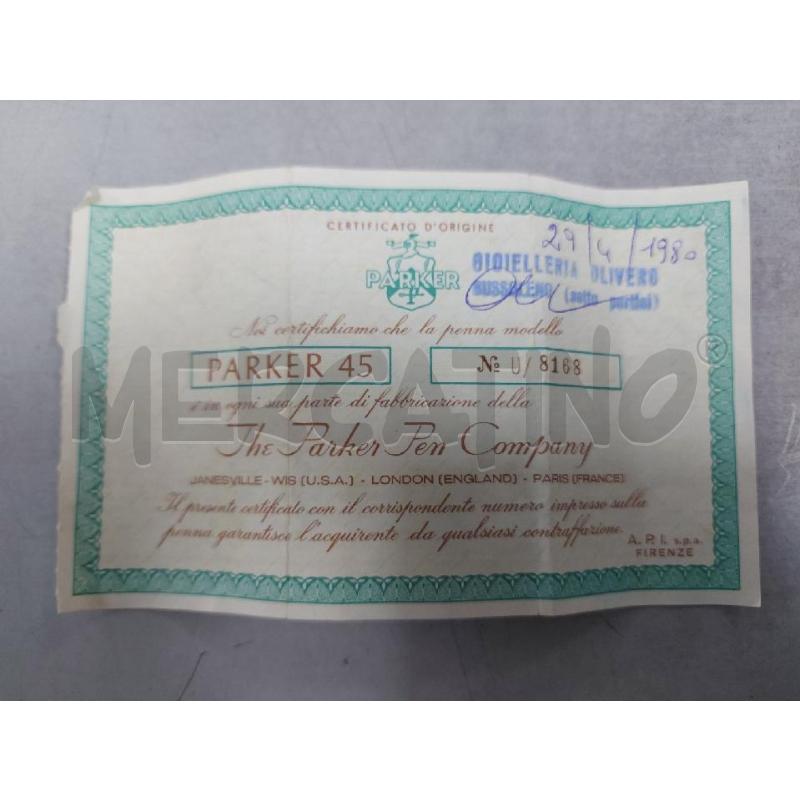PENNA STILOGRAFICA PARKER 45 N.8168 CON CERTIFICATO E CARTUCCIA | Mercatino dell'Usato Avigliana 3