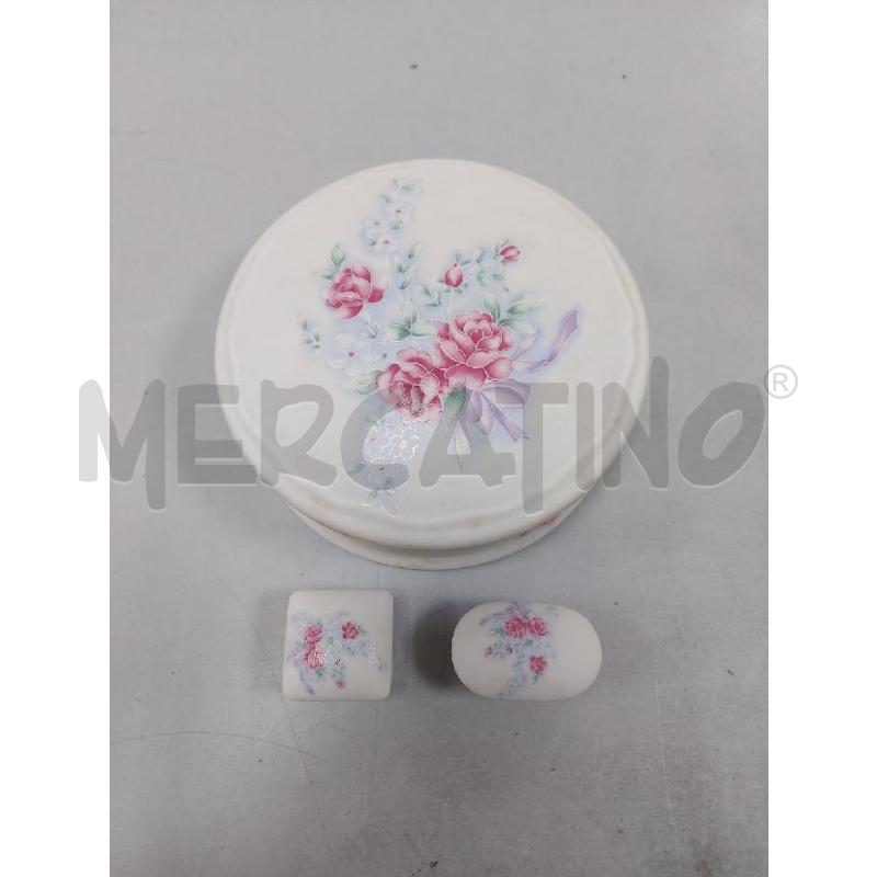 PORTA GIOIE LIMOGES BCO FIORI ROSA 3PZ | Mercatino dell'Usato Avigliana 1