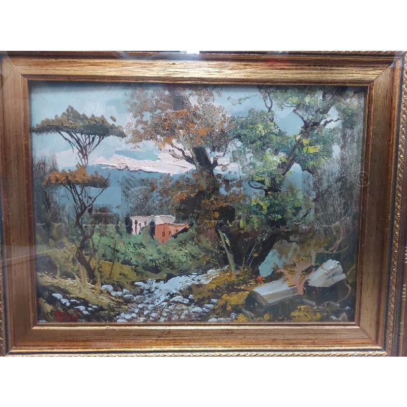 QUADRO E CANO' OLIO SU TAVOLETTA PAESAGGIO | Mercatino dell'Usato Avigliana 2