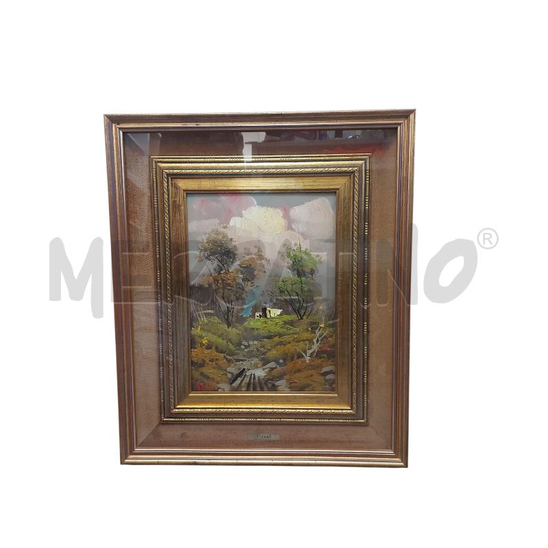QUADRO E CANO' OLIO SU TAVOLETTA PAESAGGIO ORIZZONTALE | Mercatino dell'Usato Avigliana 1