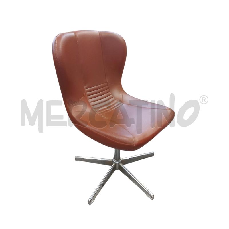 SEDIA DESIGN SPACE AGE ANNI '60 - ECOPELLE MARRONE | Mercatino dell'Usato Avigliana 1