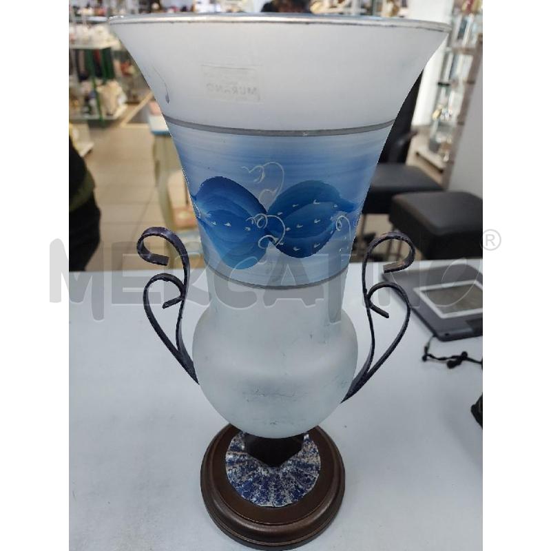 VASO MURANO CON SUPPORTO LEGNO/METALLO | Mercatino dell'Usato Avigliana 1