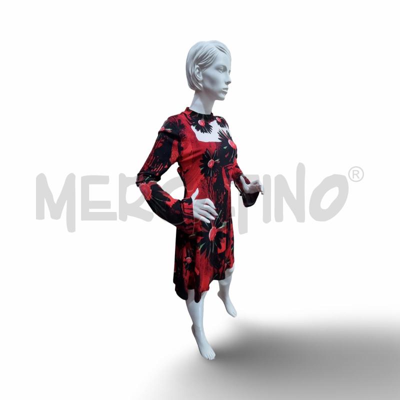 ABITO DONNA DESIGUAL NERO FIORI ROSSI MANICA LUNGA | Mercatino dell'Usato Osasco 2