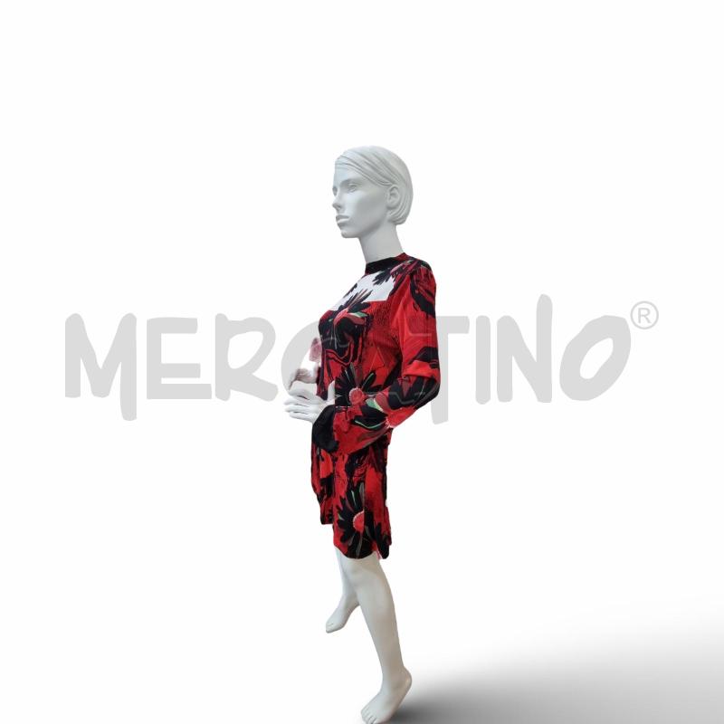 ABITO DONNA DESIGUAL NERO FIORI ROSSI MANICA LUNGA | Mercatino dell'Usato Osasco 3