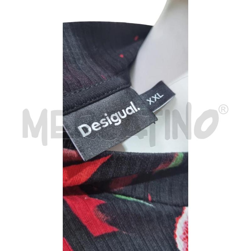ABITO DONNA DESIGUAL NERO FIORI ROSSI MANICA LUNGA | Mercatino dell'Usato Osasco 4