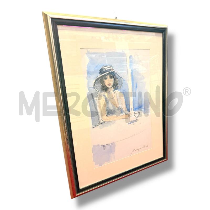 ACQUARELLO MANEGLIA50X65 CM EDMONDO RAGAZZA BAR CELESTE  | Mercatino dell'Usato Osasco 1