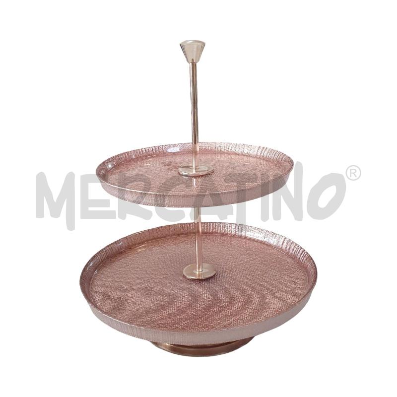 ALZATINA DECORATIVA A DUE PIANI ROSATA | Mercatino dell'Usato Osasco 1