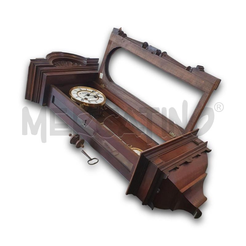 ANTICA PENDOLA IN NOCE INTAGLIATO A. ROSSO TORINO 93X35X18 CM | Mercatino dell'Usato Osasco 2