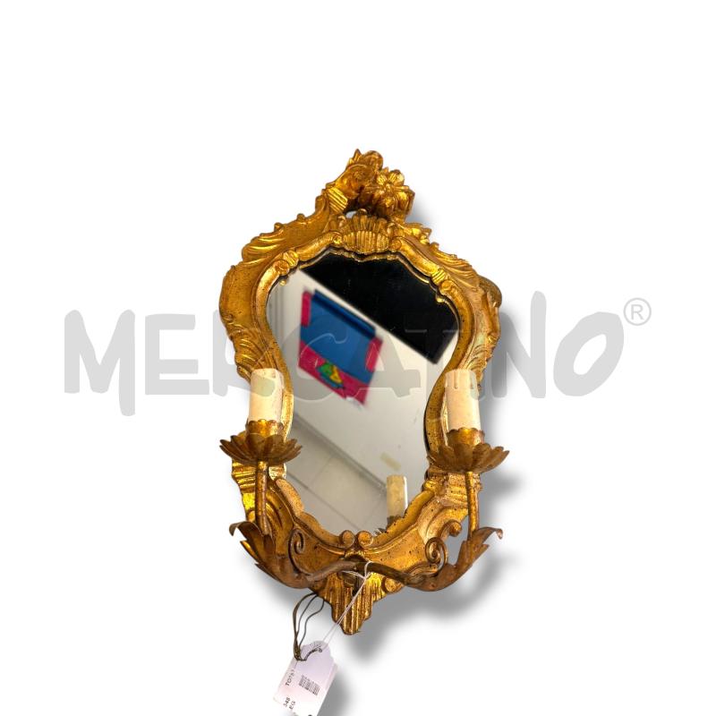 APPLIQUE ANNI '40 LEGNO DORATO CON SPECCHIO DUE LUCI 60X35 CM | Mercatino dell'Usato Osasco 1