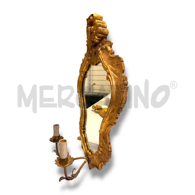 APPLIQUE ANNI '40 LEGNO DORATO CON SPECCHIO DUE LUCI 60X35 CM | Mercatino dell'Usato Osasco 2