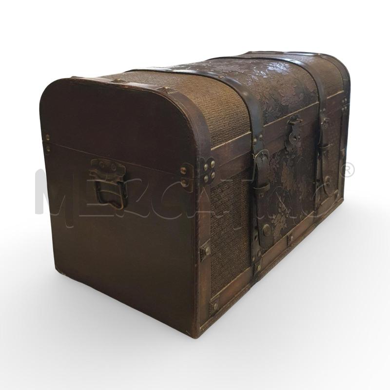 BAULE LEGNO E PELLE DECORATA 52X26X30 CM | Mercatino dell'Usato Osasco 2