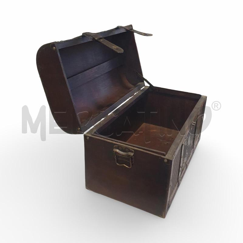 BAULE LEGNO E PELLE DECORATA 52X26X30 CM | Mercatino dell'Usato Osasco 4