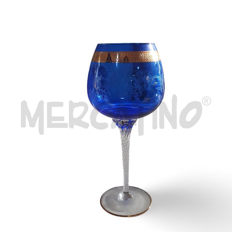 BICCHIERI PZ. 3 VINO META' SECOLO BLU BORDI DORATI | Mercatino dell'Usato Osasco 5