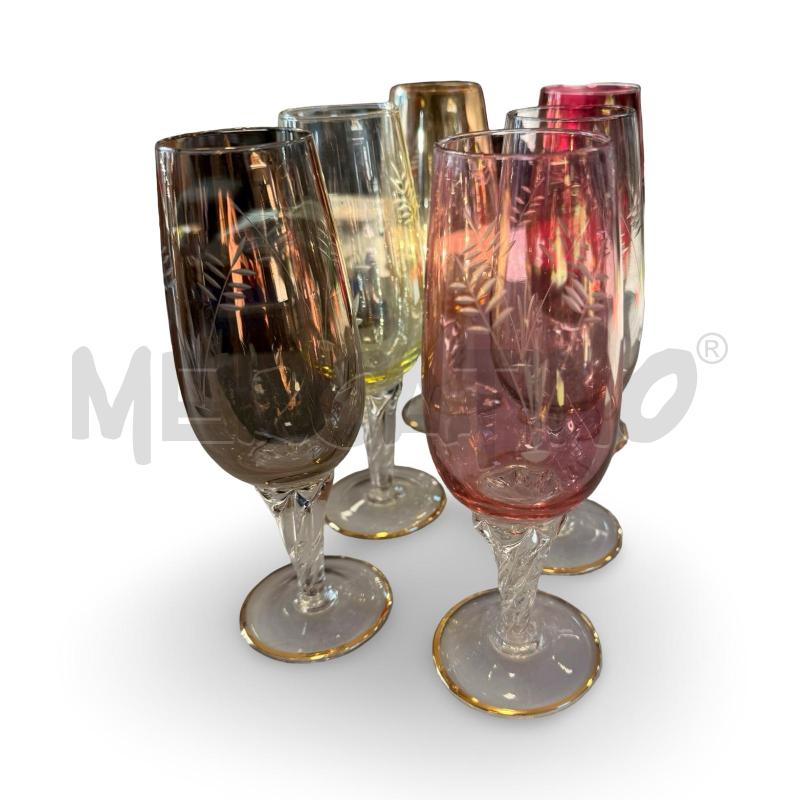 BICCHIERI PZ 6 CHAMPAGNE COLORATI | Mercatino dell'Usato Osasco 1