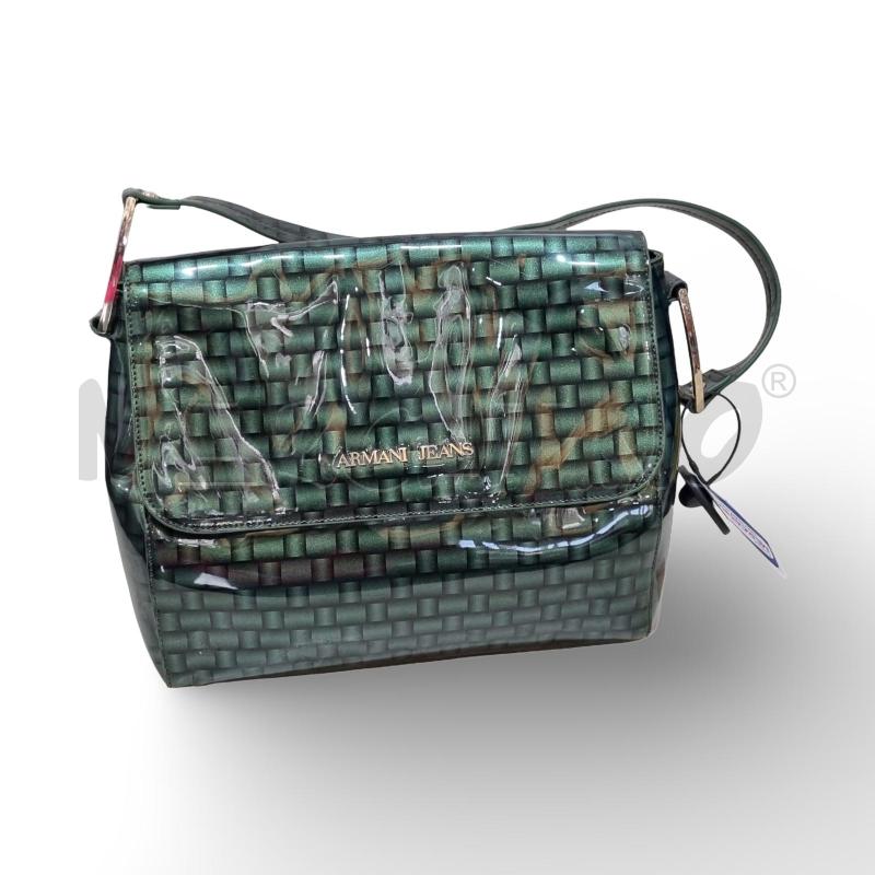 BORSA DONNA ARMANI VERDE QUADRETTI PLASTIFICATA | Mercatino dell'Usato Osasco 1