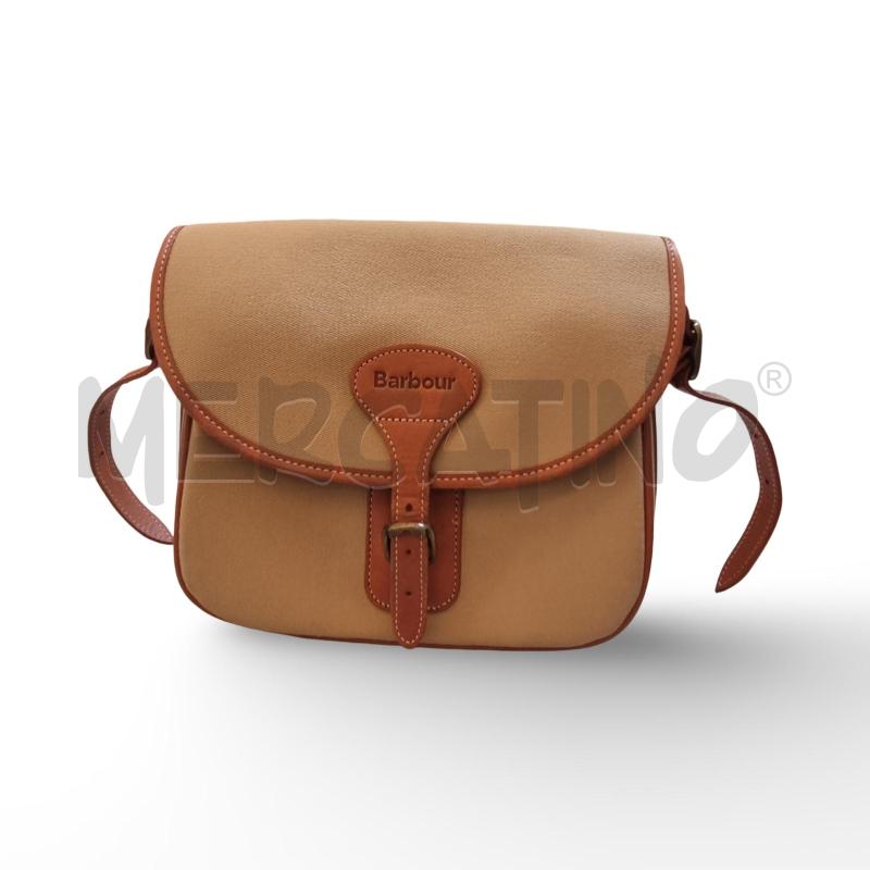 BORSA DONNA BARBOUR BEIGE TESSUTO BORDI MARRONI  | Mercatino dell'Usato Osasco 1
