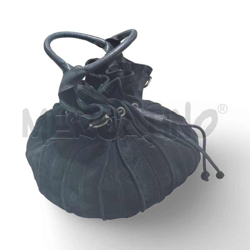 BORSA DONNA NERA PELLE SCAMOSCIATA NERA  | Mercatino dell'Usato Osasco 2