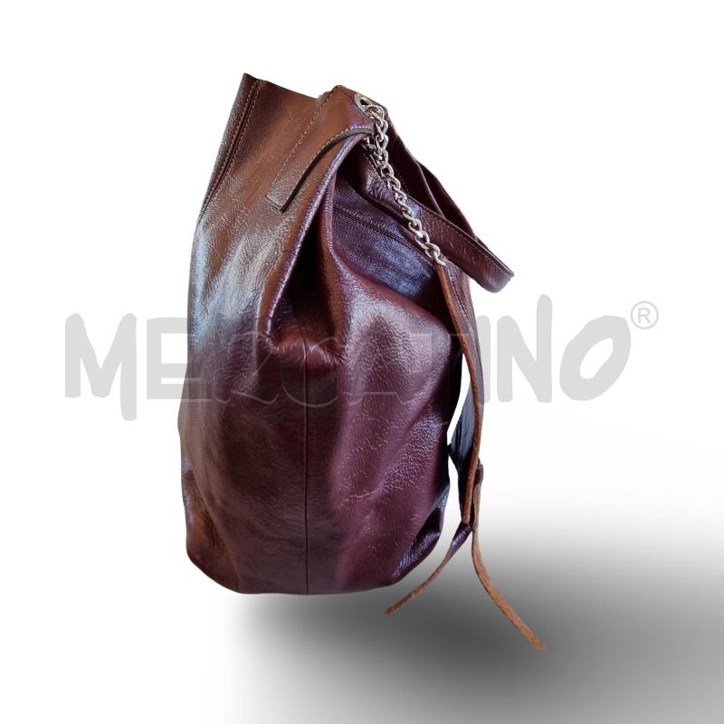 BORSA DONNA PELLE MARRONE CON BUSTA INTERNA  | Mercatino dell'Usato Osasco 2