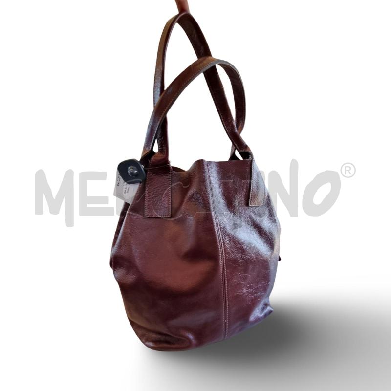 BORSA DONNA PELLE MARRONE CON BUSTA INTERNA  | Mercatino dell'Usato Osasco 3