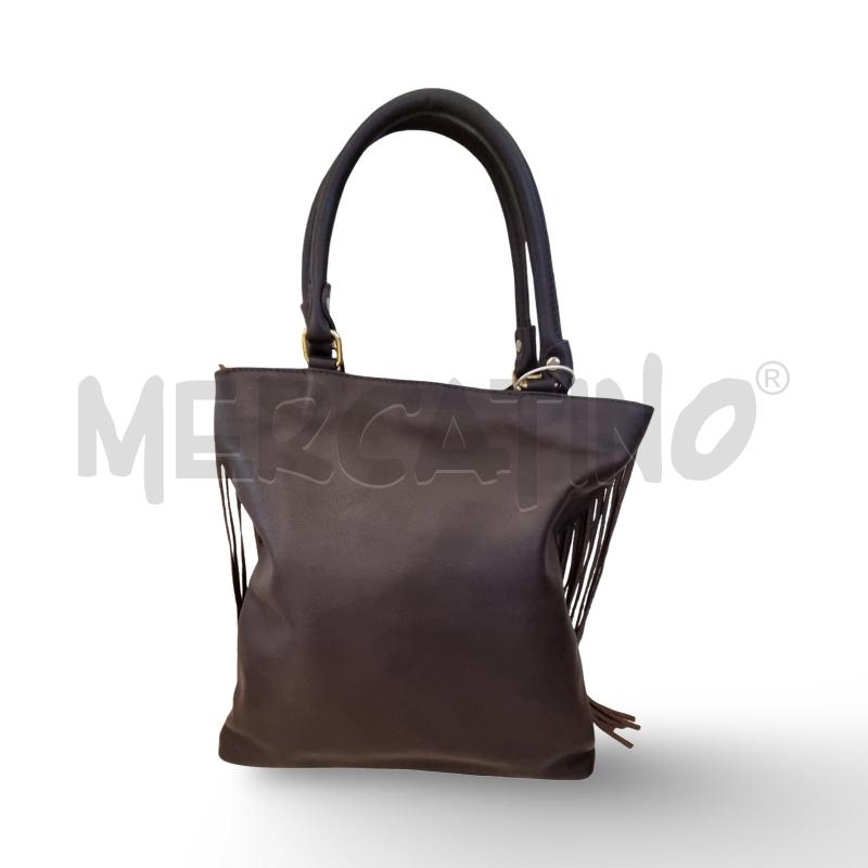 BORSA DONNA PELLE MARRONE CON FRANGE | Mercatino dell'Usato Osasco 2