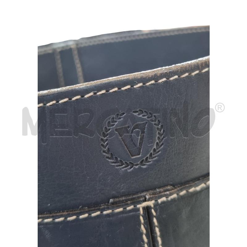 BORSA DONNA SECCHIELLO VALLE VERDE IMPUNTURE BIANCHE BLU MANICO LUNGO | Mercatino dell'Usato Osasco 4