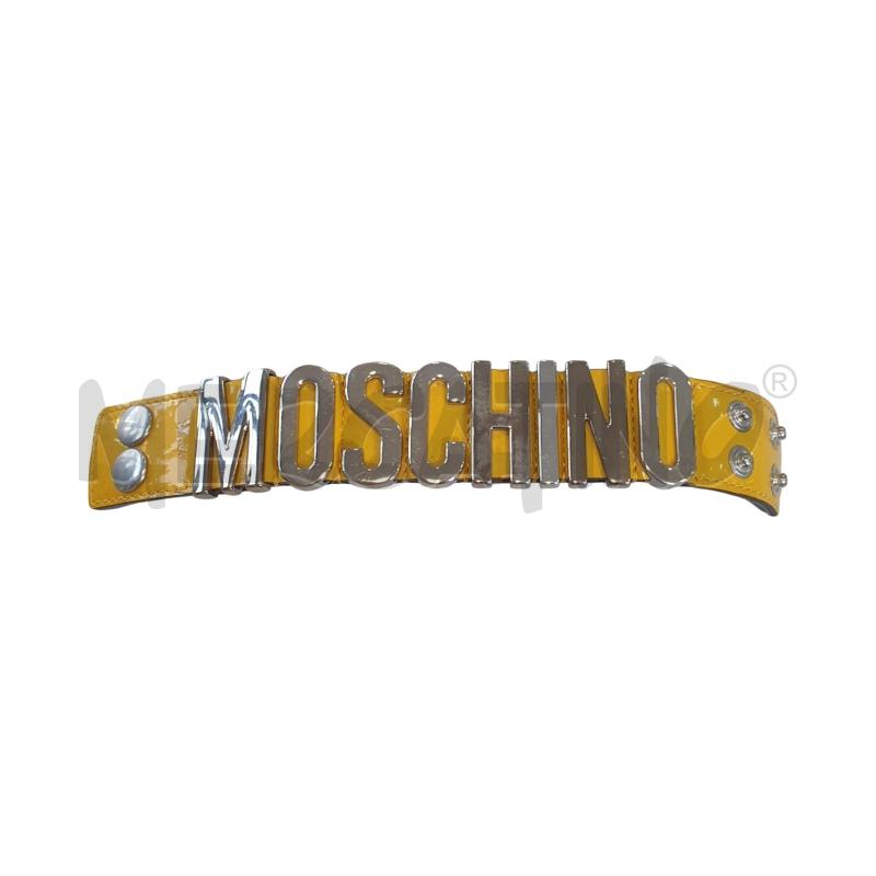 BRACCIALE MOSCHINO SCRITTA ACCIAIO SU PELLE GIALLA NO SCATOLA | Mercatino dell'Usato Osasco 1