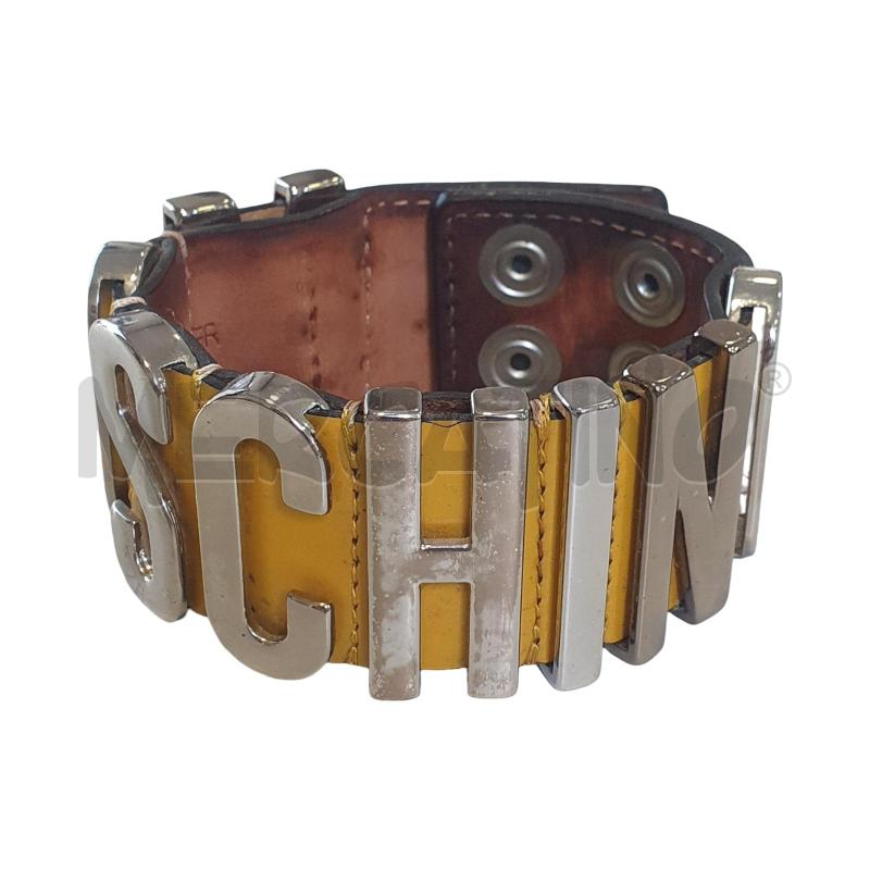 BRACCIALE MOSCHINO SCRITTA ACCIAIO SU PELLE GIALLA NO SCATOLA | Mercatino dell'Usato Osasco 2