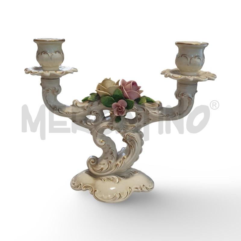CANDELABRO CAPODIMONTE CON ROSE | Mercatino dell'Usato Osasco 1