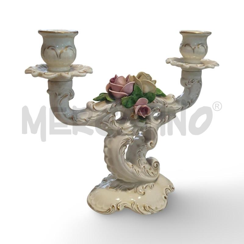 CANDELABRO CAPODIMONTE CON ROSE | Mercatino dell'Usato Osasco 3