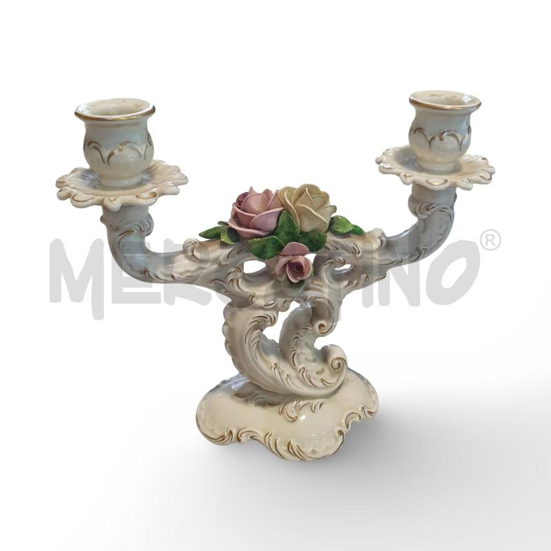 CANDELABRO CAPODIMONTE CON ROSE | Mercatino dell'Usato Osasco 4