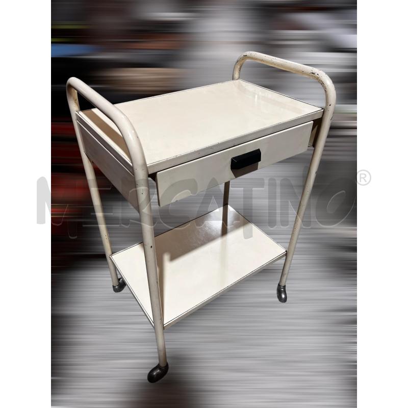 CARRELLO DA CUCINA VINTAGE IN METALLO TINTA CREMA | Mercatino dell'Usato Osasco 2