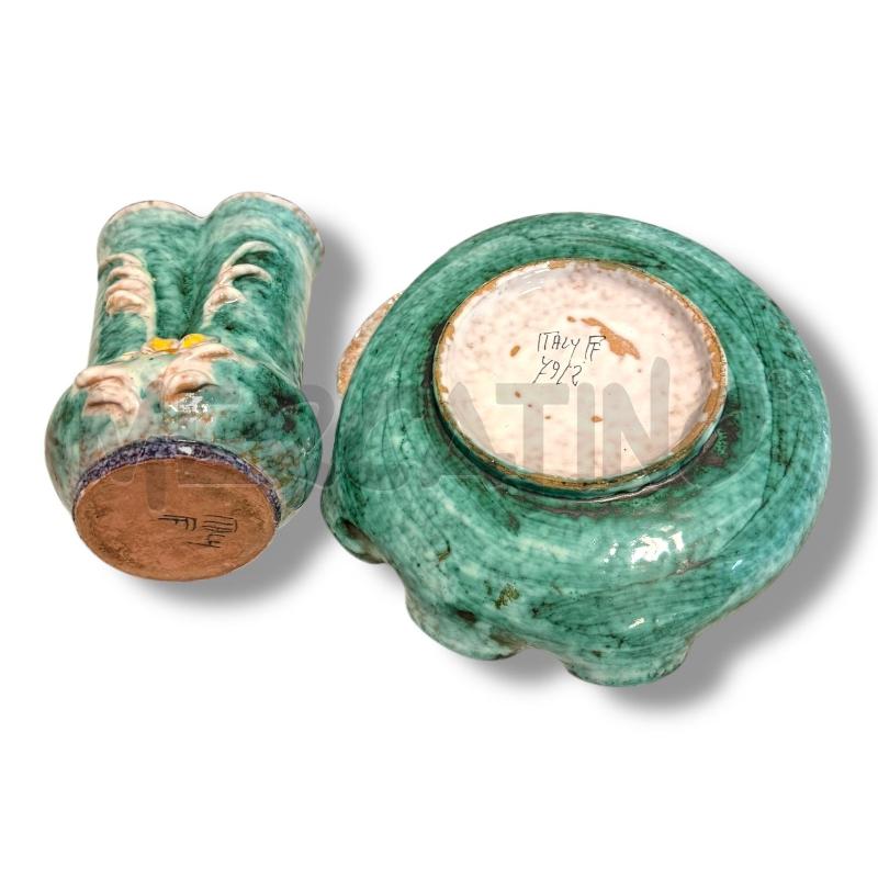 CENTROTAVOLA CON VASO  AZZURRINO E FOGLIA RILIEVO 22 CM | Mercatino dell'Usato Osasco 4