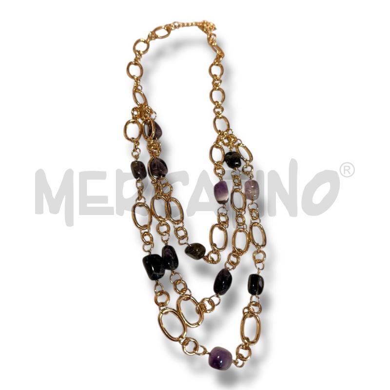 COLLANA CATENA DORATA E AMETISTA | Mercatino dell'Usato Osasco 1