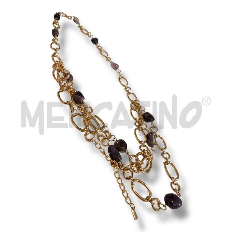 COLLANA CATENA DORATA E AMETISTA | Mercatino dell'Usato Osasco 2