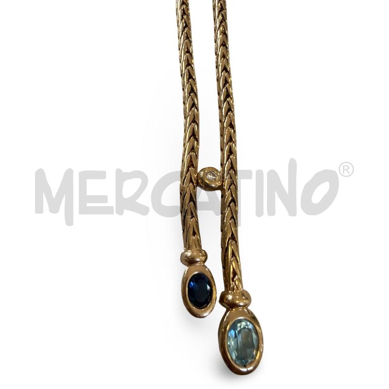 COLLANA PIERLANG SNAKE DORATO PIETRE ACQUAMARINA | Mercatino dell'Usato Osasco 4