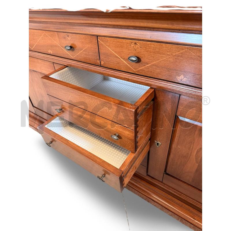 CREDENZA IN NOCE CON ALZATE VETRATE INTARSI | Mercatino dell'Usato Osasco 4