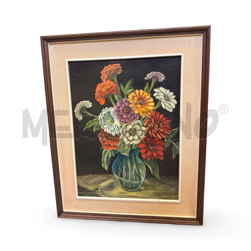DIPINTO VERNETTI ANGELA  40X 50 VASO FIORI SFONDO NERO | Mercatino dell'Usato Osasco 1