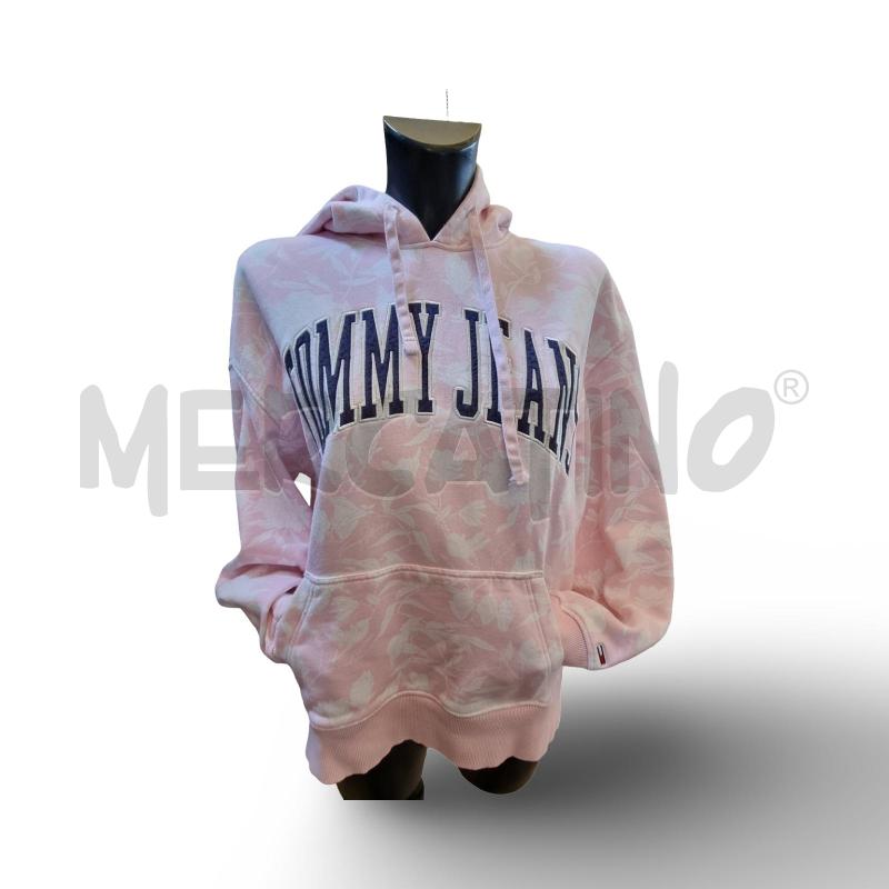 FELPA DONNA TOMMY JEANS ROSA FLOREALE | Mercatino dell'Usato Osasco 1