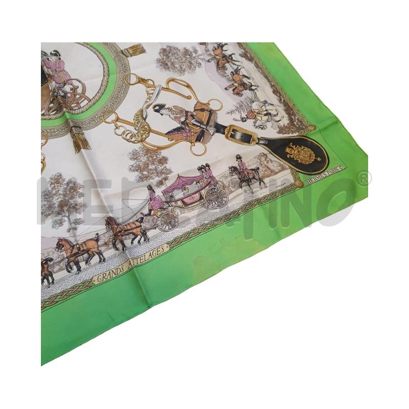 FOULARD HERMÈS VERDE E BEIGE (ALCUNE MACCHIE)  | Mercatino dell'Usato Osasco 3