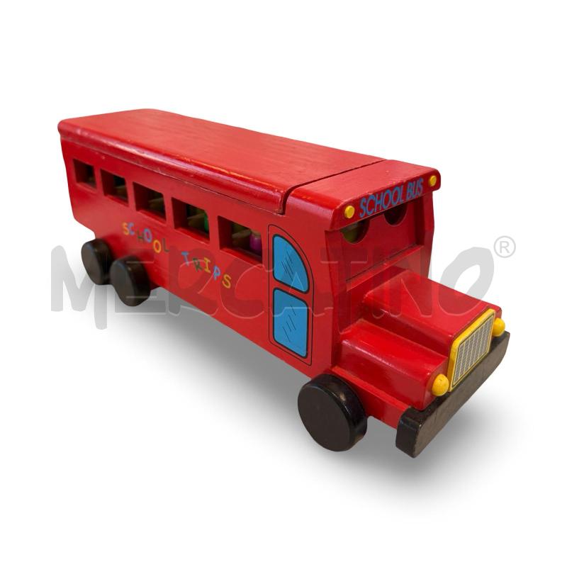 GIOCO AUTOBUS LEGNO ROSSO CON OMINI DENTRO | Mercatino dell'Usato Osasco 1