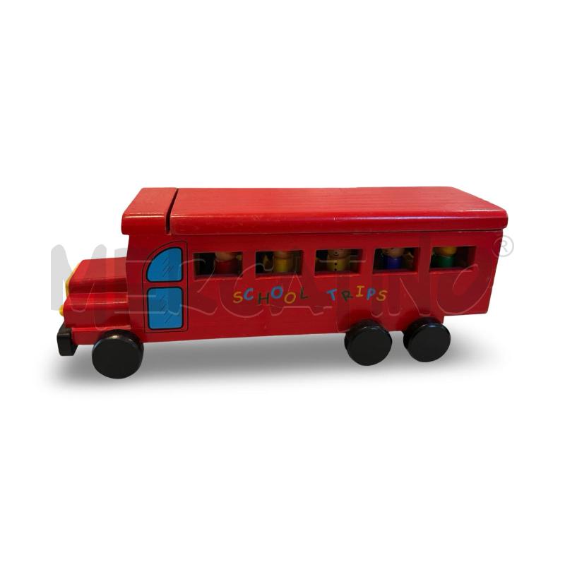 GIOCO AUTOBUS LEGNO ROSSO CON OMINI DENTRO | Mercatino dell'Usato Osasco 2