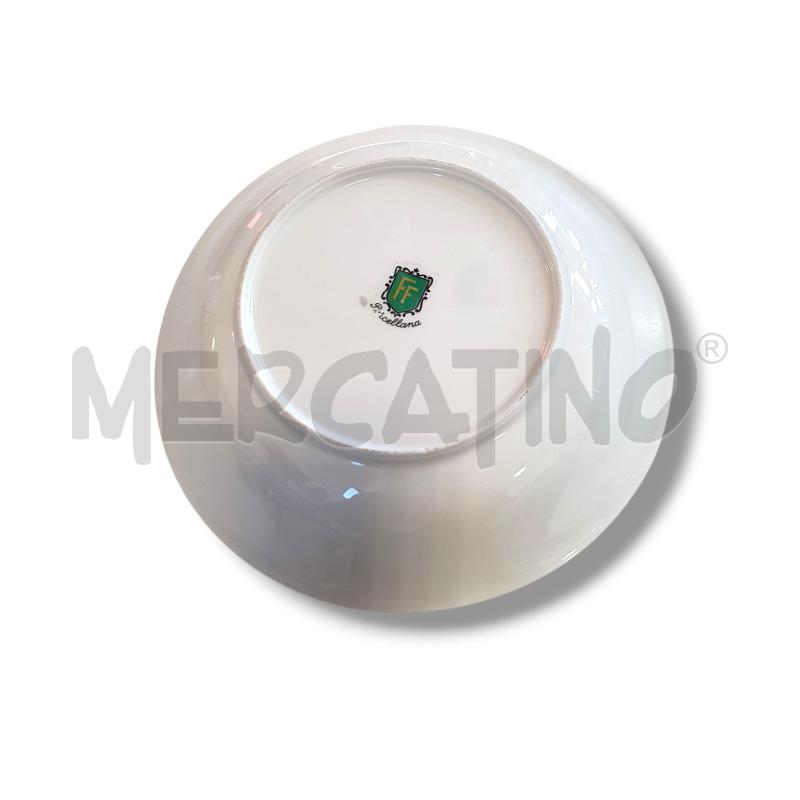 INSALATIERA CERAMICA DECORI AZZURRO DORATO FIORI FUCSIA | Mercatino dell'Usato Osasco 3