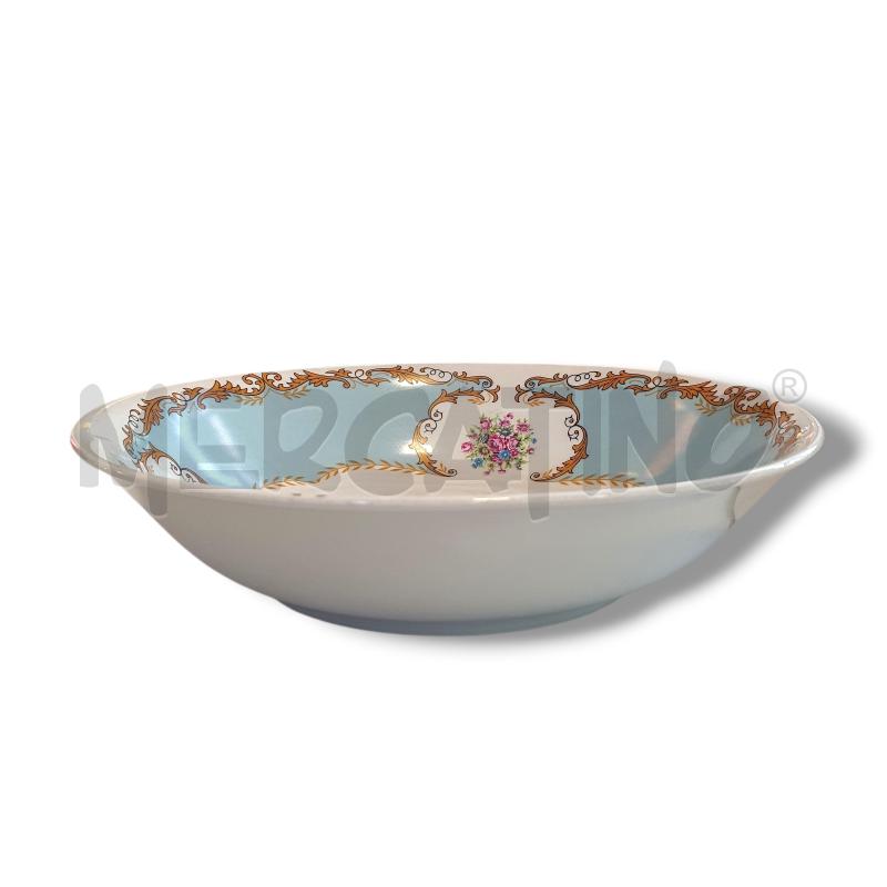 INSALATIERA CERAMICA DECORI AZZURRO DORATO FIORI FUCSIA | Mercatino dell'Usato Osasco 4