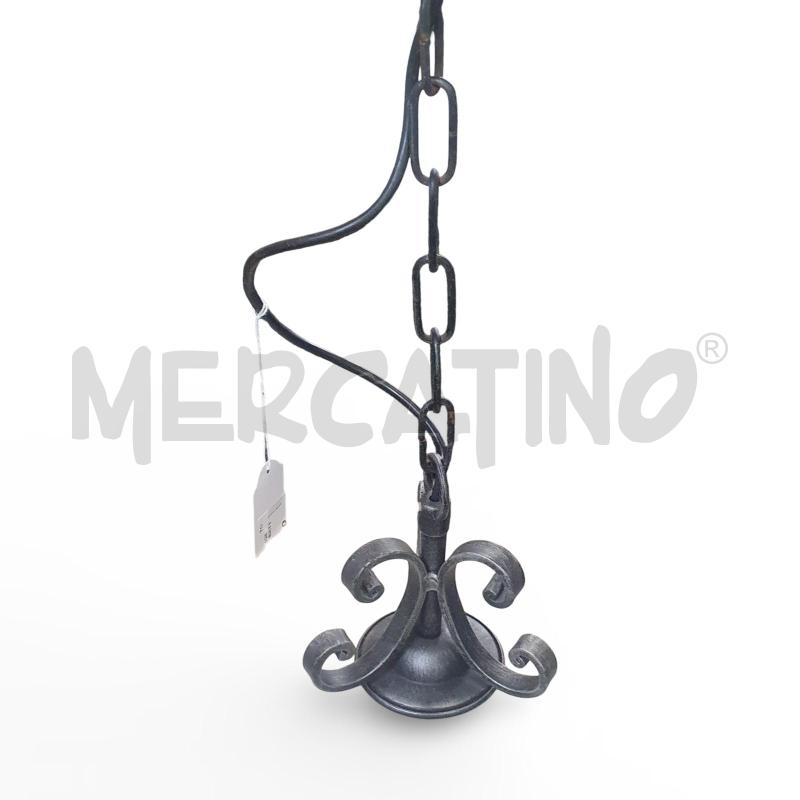 LAMPADARIO FERRO BATTUTO PARALUME VETRO SATINATO 40 CM | Mercatino dell'Usato Osasco 3