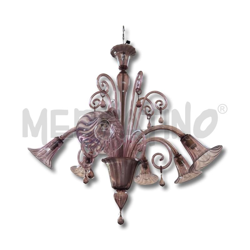 LAMPADARIO MURANO VIOLA (1BRACCIO PICCOLO MANCANTE MA NON SI VEDE DIFFERENZA) | Mercatino dell'Usato Osasco 1