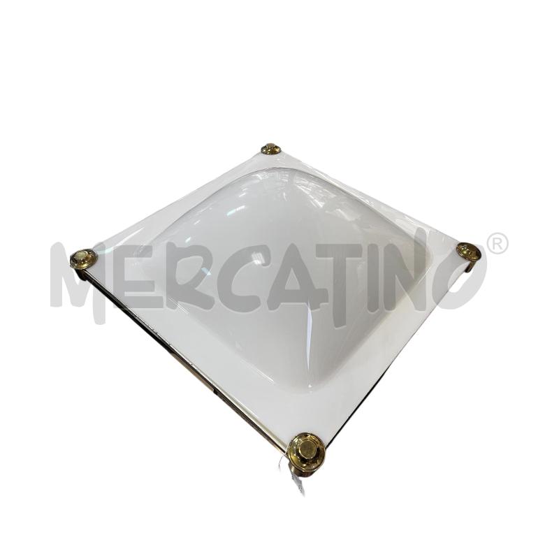 LAMPADARIO PLAFONIERA ANNI '70 ACRILICO E OTTONE QUADRATO 58X58 CM  | Mercatino dell'Usato Osasco 3