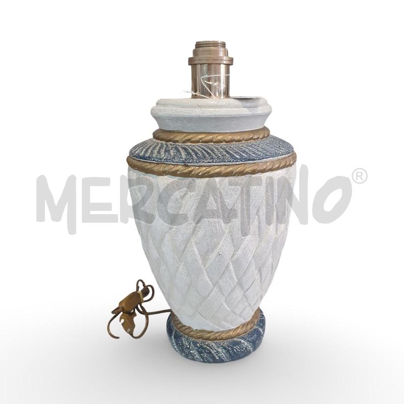 LAMPADA CERAMICA BIANCA INTRECCI BIANCHI E AZZURRI | Mercatino dell'Usato Osasco 1