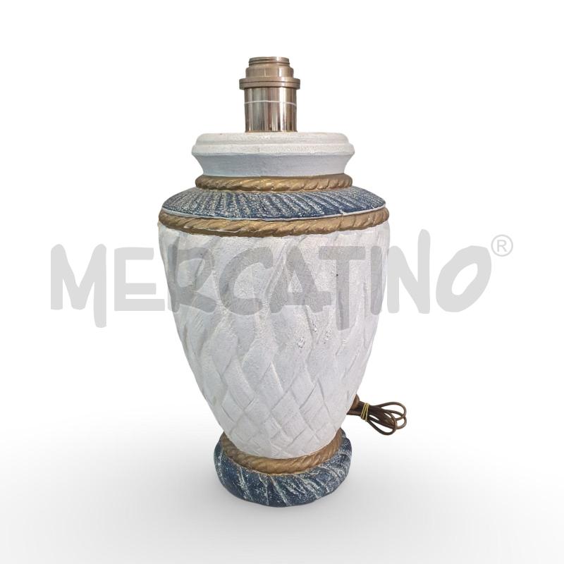 LAMPADA CERAMICA BIANCA INTRECCI BIANCHI E AZZURRI | Mercatino dell'Usato Osasco 2