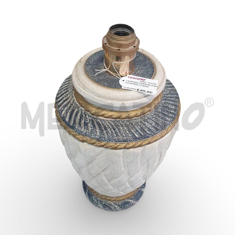 LAMPADA CERAMICA BIANCA INTRECCI BIANCHI E AZZURRI | Mercatino dell'Usato Osasco 3