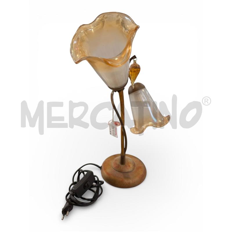 LAMPADA DA TAVOLO  LUCI VETRO SOFFIATO BASE BRONZO | Mercatino dell'Usato Osasco 1